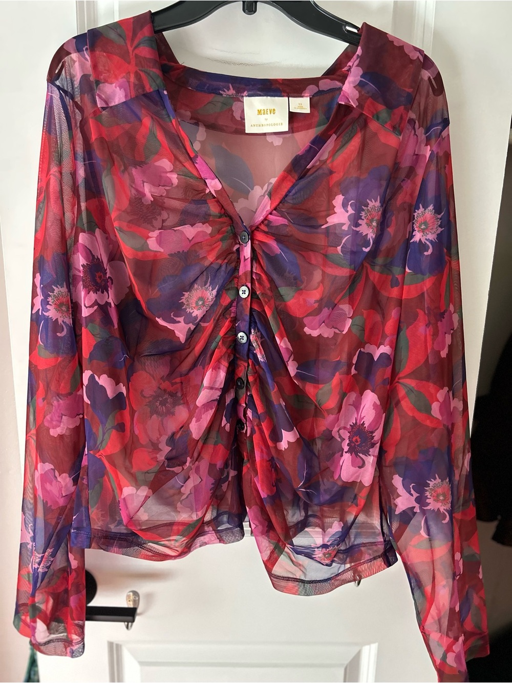 Maeve Ruched button down shirt
